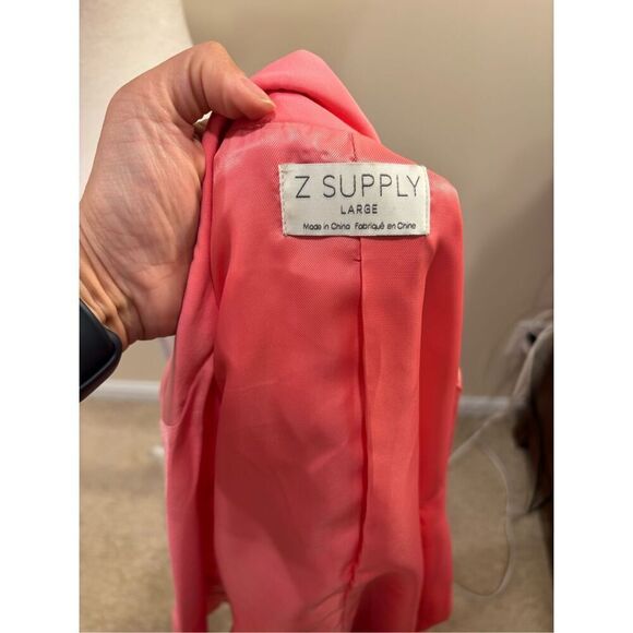 Z Supply Women's One-Button Scrunched 3/4 Sleeve Cinema Blazer Pink Size Large - Picture 5 of 7
